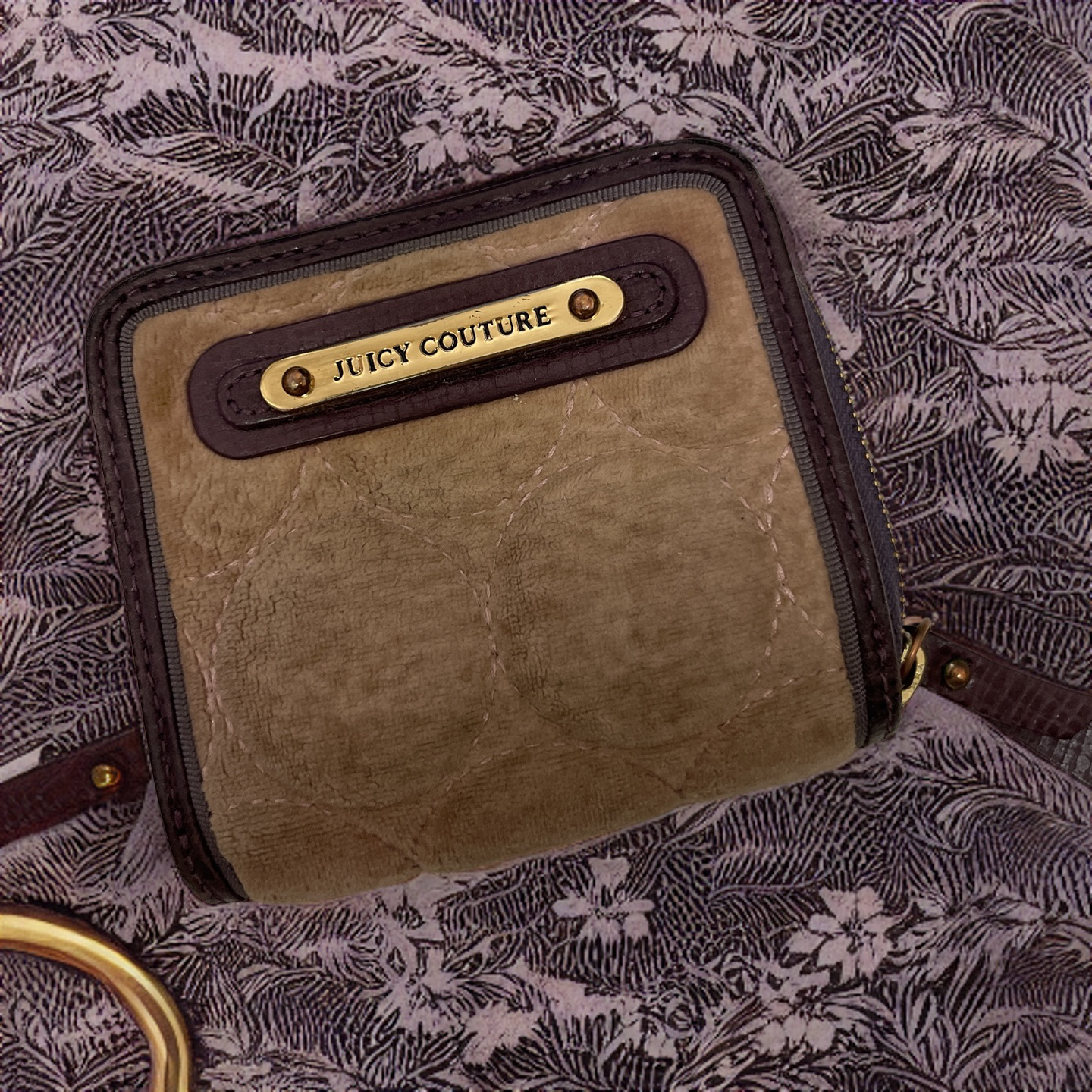 Rubynee Vintage y2k portable Juicy couture foldable brown leather wallet bag