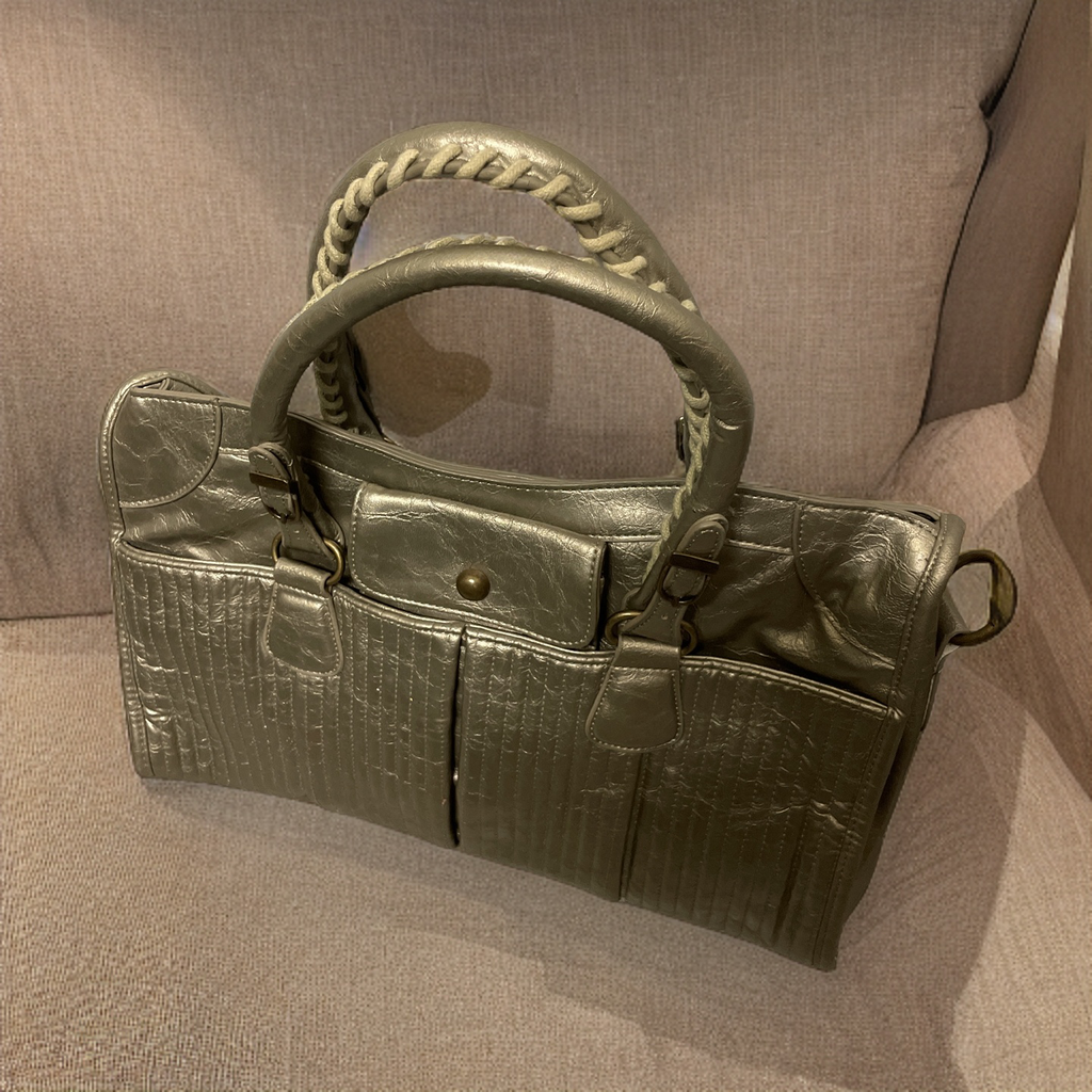  Rubynee Vintage y2k bronze leather women hand bag