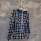 Rubynee Vintage y2k mens blue checkered shirt hoodie size M