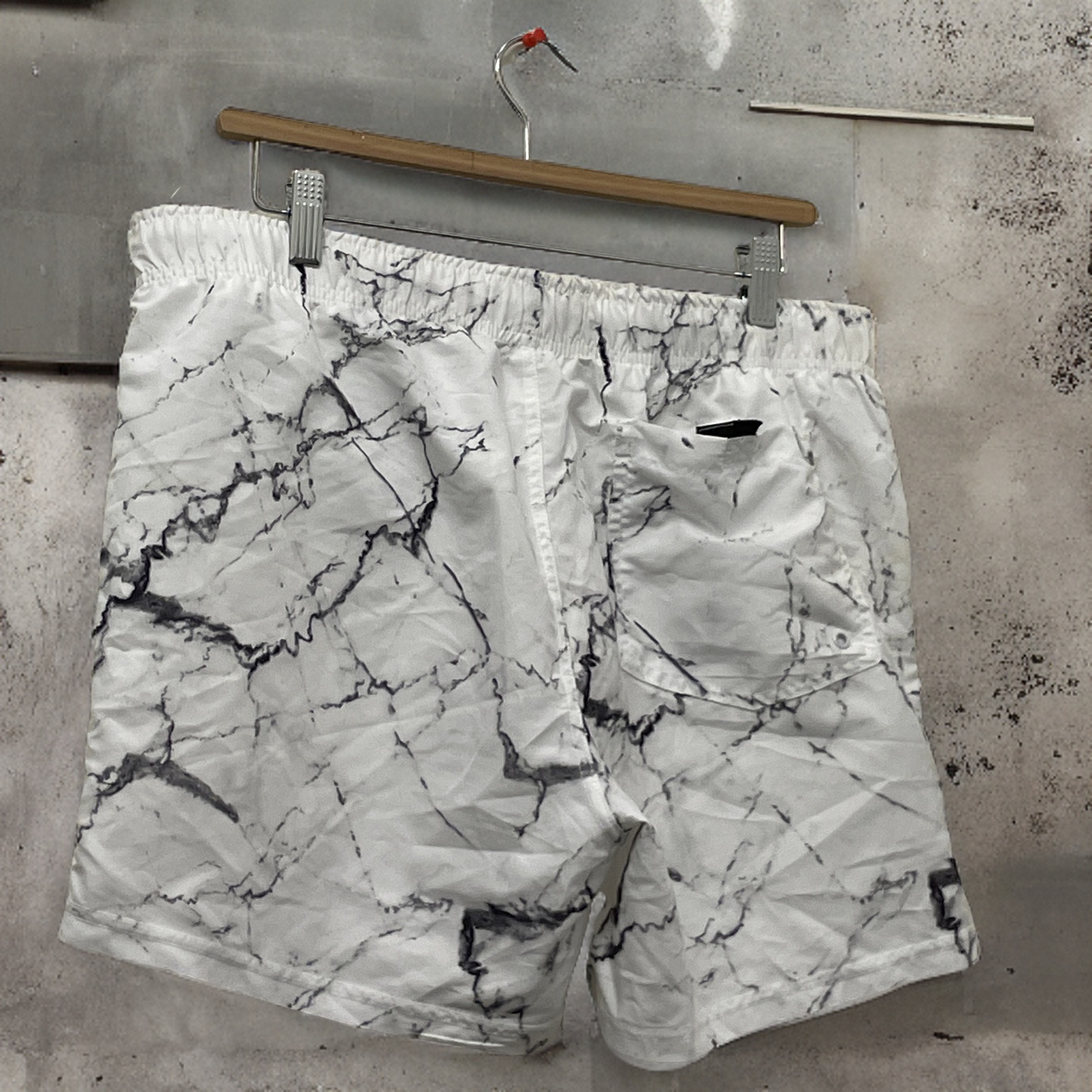 Rubynee Vintage y2k white marble pattern mens short