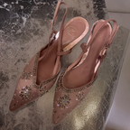 Vintage pink party shoe rhinestone beaded size uk 5.5