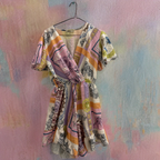 Rubynee Vintage y2k short sleeve patterned multi color mini dress