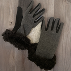 Rubynee Vintage y2k Faux fur grey gloves