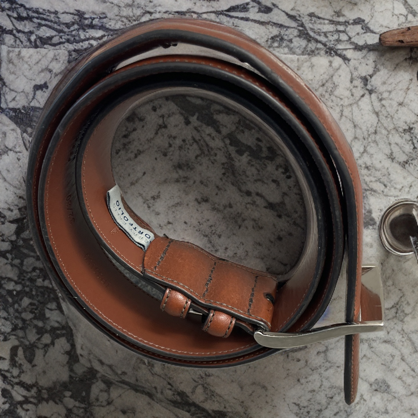 Rubynee Vintage y2k Perry Ellis mens brown leather belt