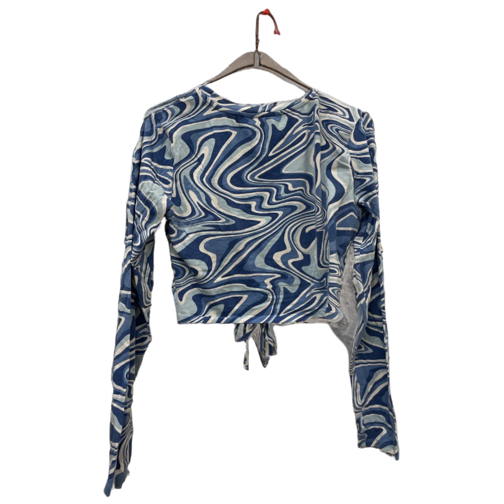 Rubynee Vintage y2k womens blue patterned crop top