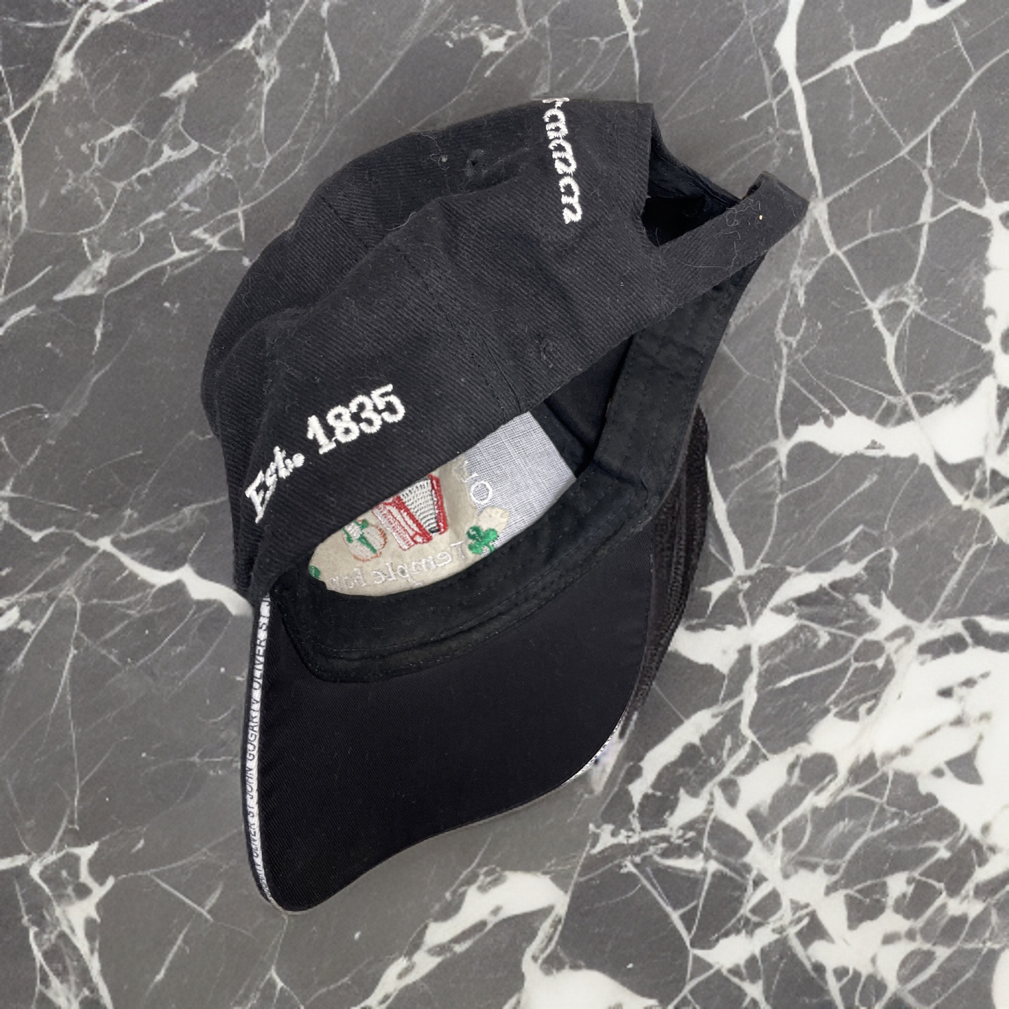 Rubynee Vintage y2k Ireland baseball black cap with st.john grogery crest design