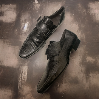 Vintage black men italian crocrodile leather size 41