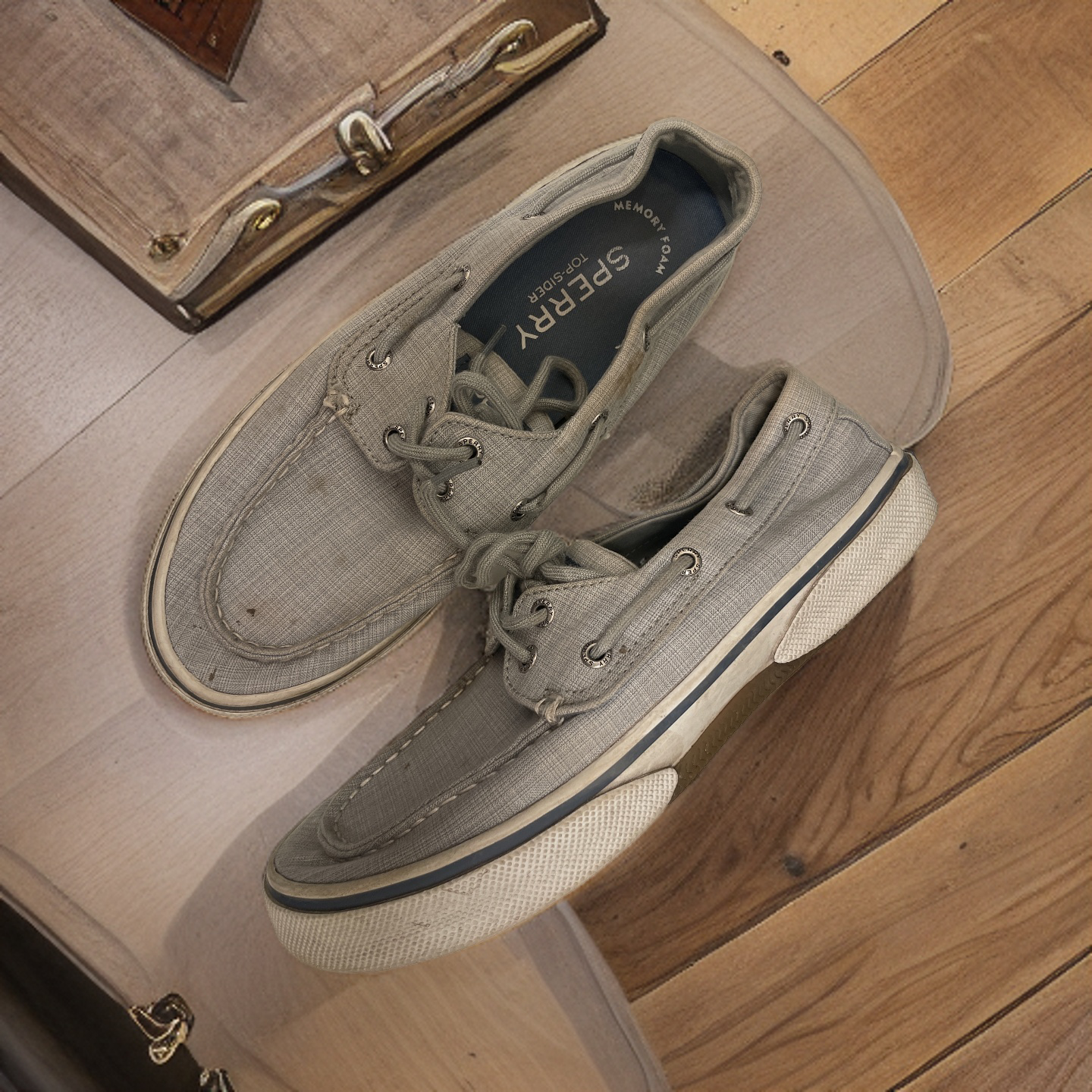 Vintage Men's Sperry Halyard 2-Eye grey boat shoe size uk 7.5