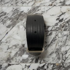 Vintage mens black leather squared buckle belt