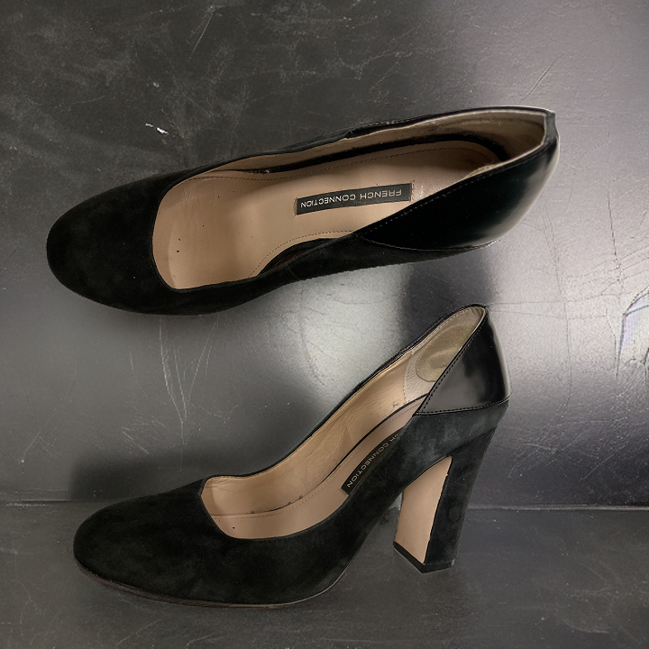 Vintage french connection black block heel pump size 37
