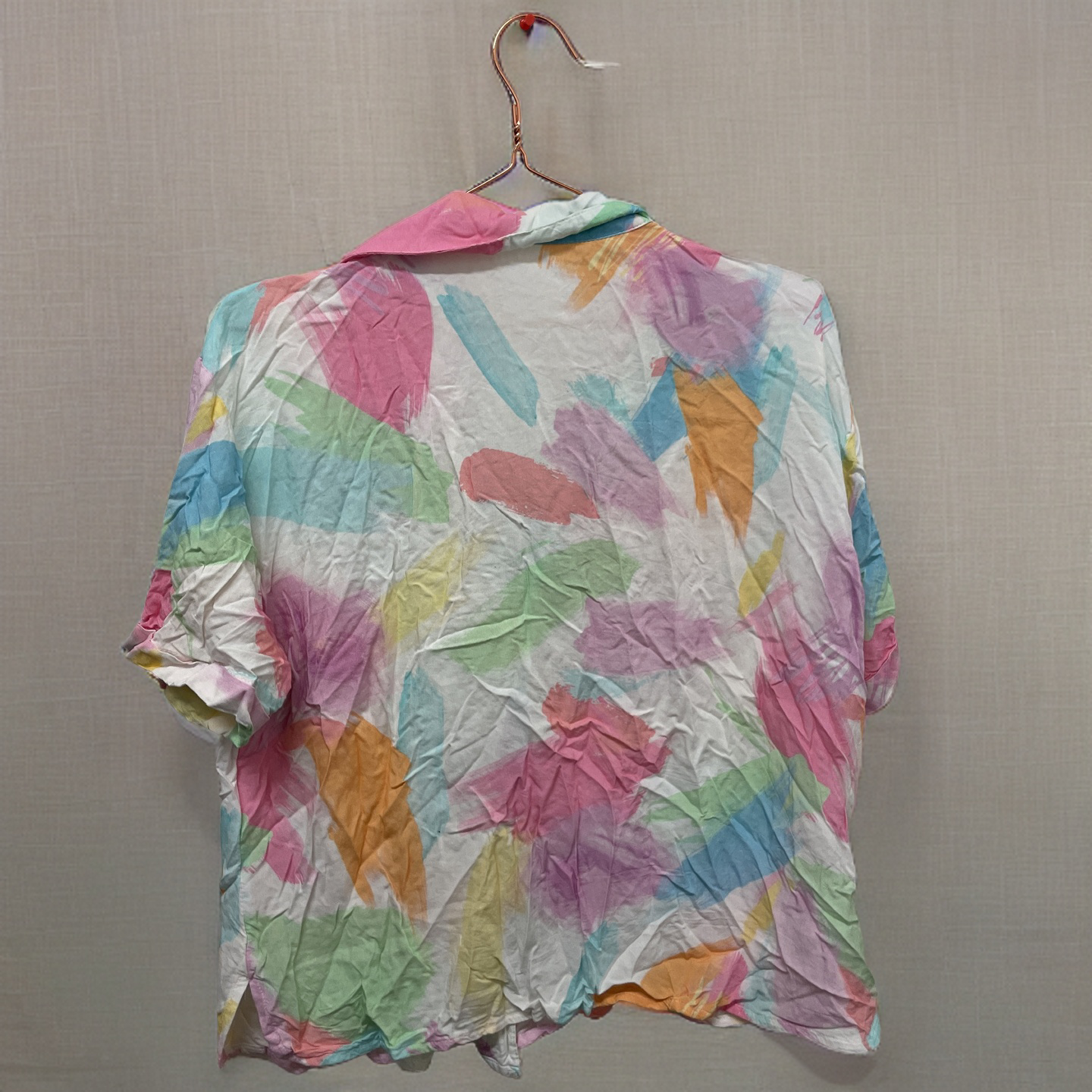 Rubynee  Vintage y2k multi color abstract print short sleeve shirt