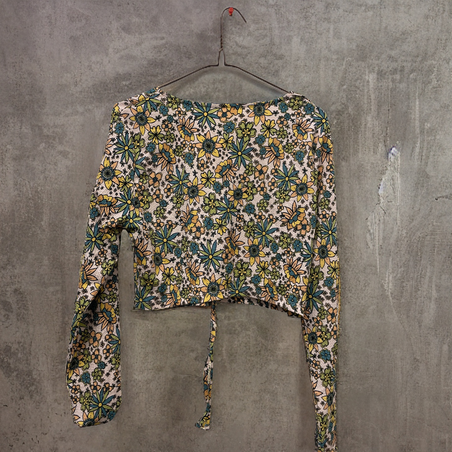 Rubynee Vintage y2k Floral patterned Silk multi Hippie Wrap Top