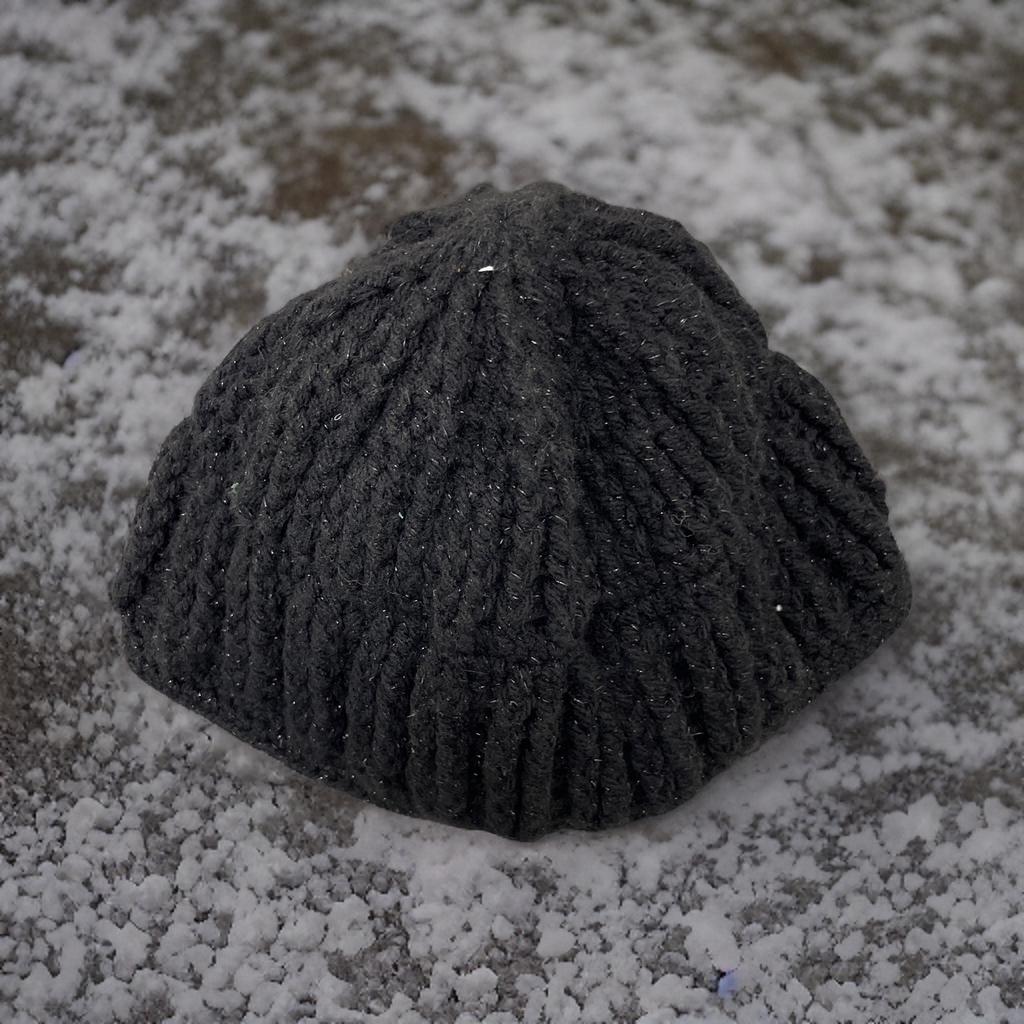 Rubynee Vintage y2k winter knitted black bob cap
