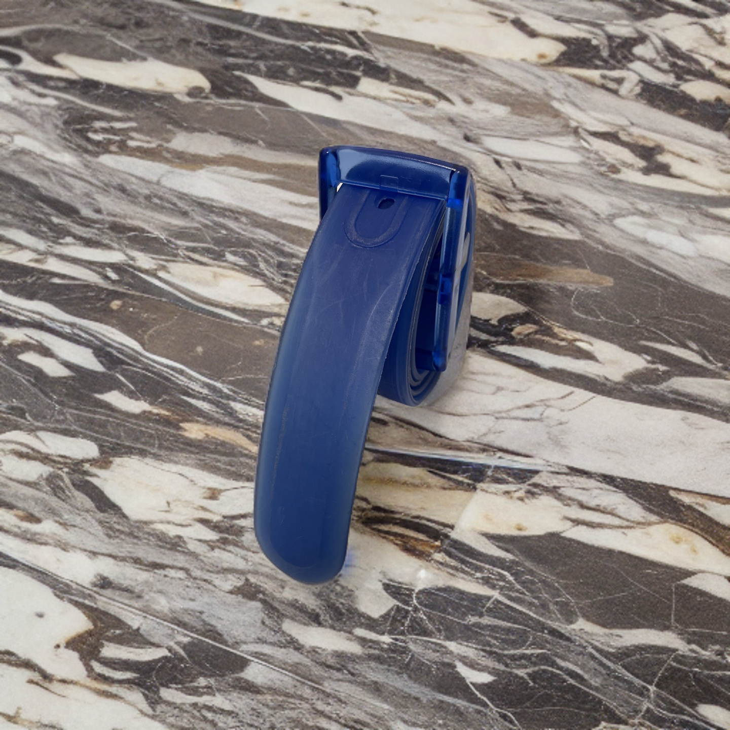 Vintage Unisex Smooth Silicone Rubber Leather Belt Plastic Buckle in Blue