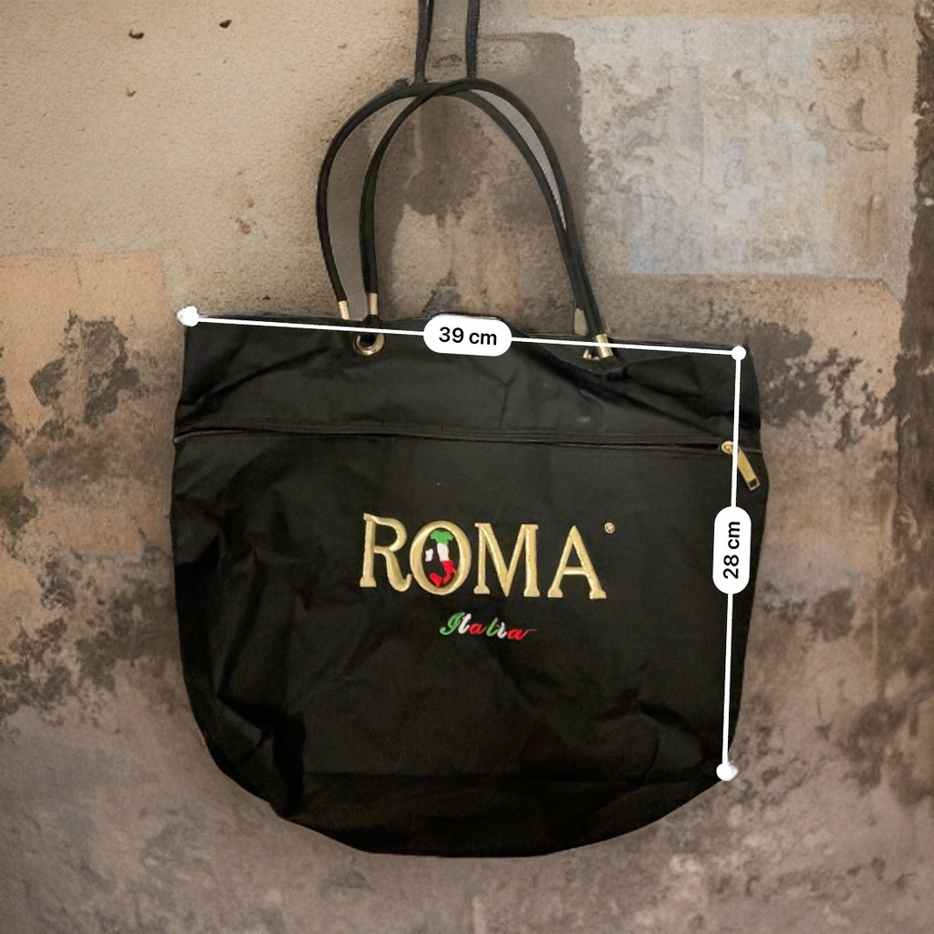  Rubynee Vintage y2k Embroidered Roma Italia Zipper Shoulder Bag