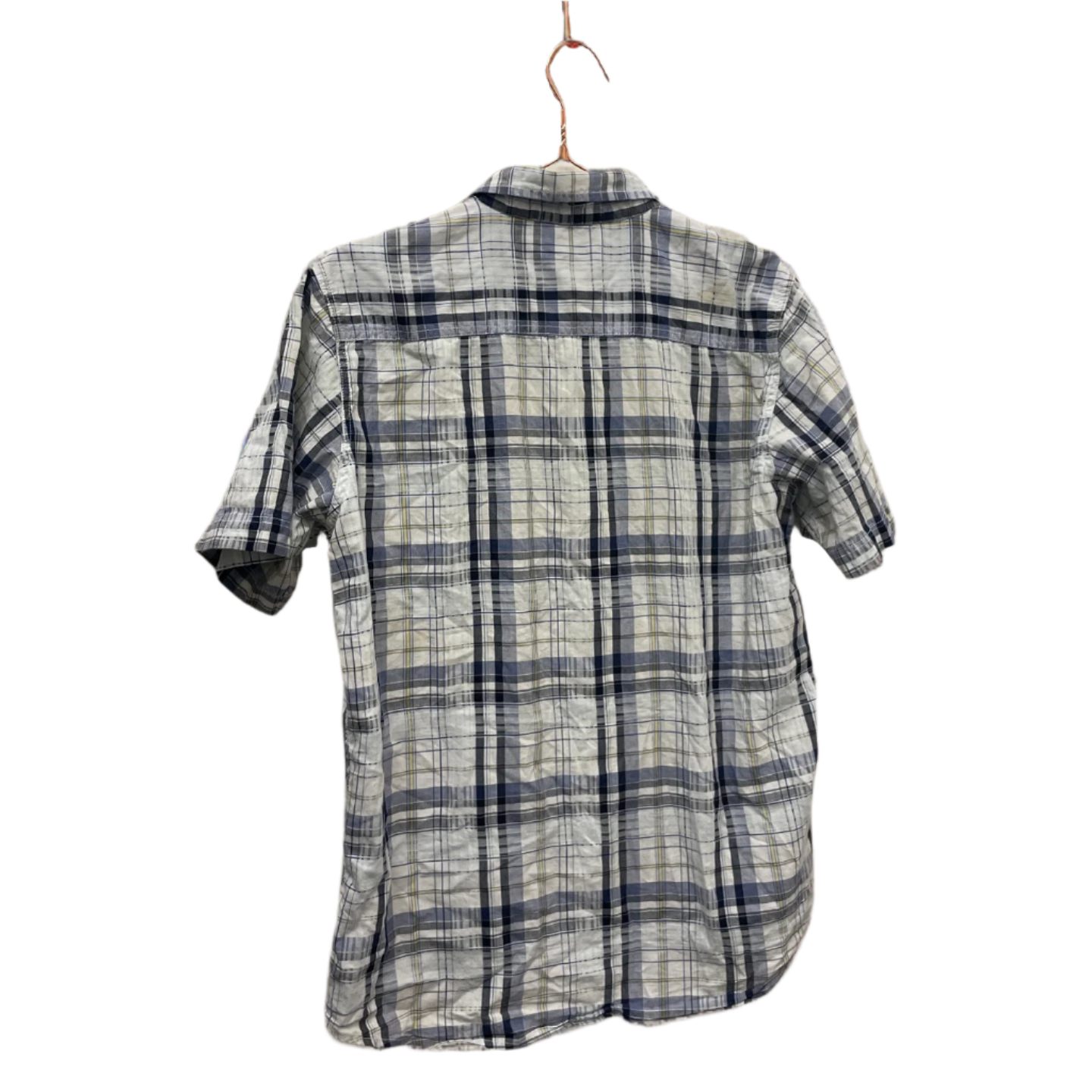 Rubynee  Vintage y2k dunnes mens short sleeve checkered shirt in blue