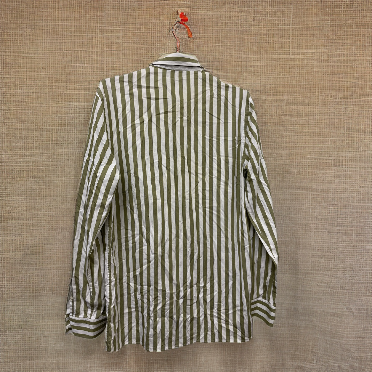 Rubynee  Vintage y2k zara man green stripe slim fit shirt size M