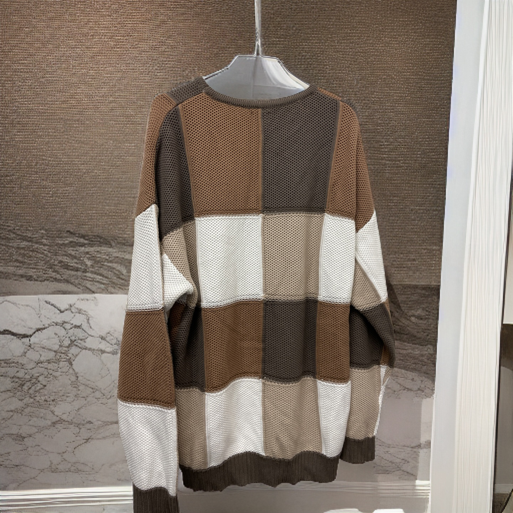 Rubynee Vintage y2k brown box patterned zara sweater