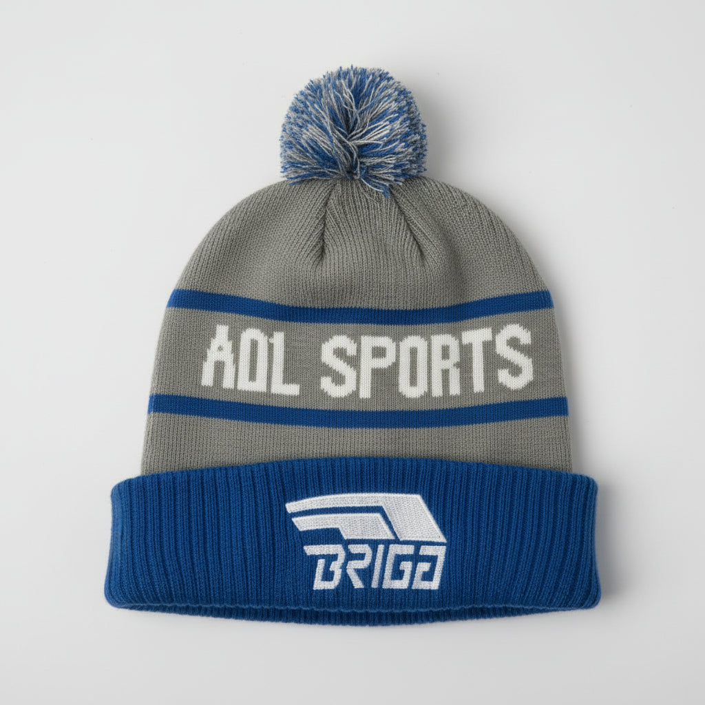 Brigg Aol sports Grey and blue stripe Beanie SKU 7249
