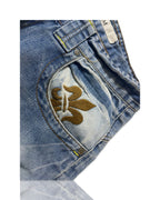 Henleys Jeans Adult 34x31 Medium Wash Straight Leg lap Pockets Baggy Mens Slight tear at the bottom|SKU 4250