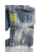 Henleys Jeans Adult 34x31 Medium Wash Straight Leg lap Pockets Baggy Mens Slight tear at the bottom|SKU 4250