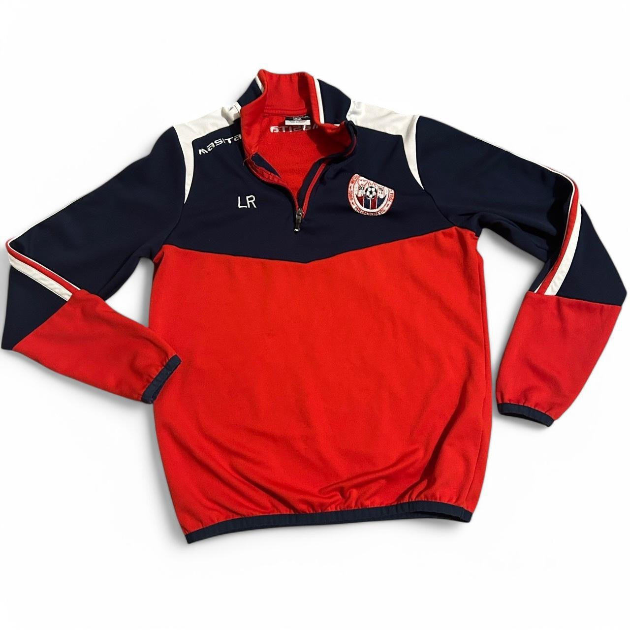 Navy and red masita quarter zip sweatshirt in small L 26 W19 sku 6893