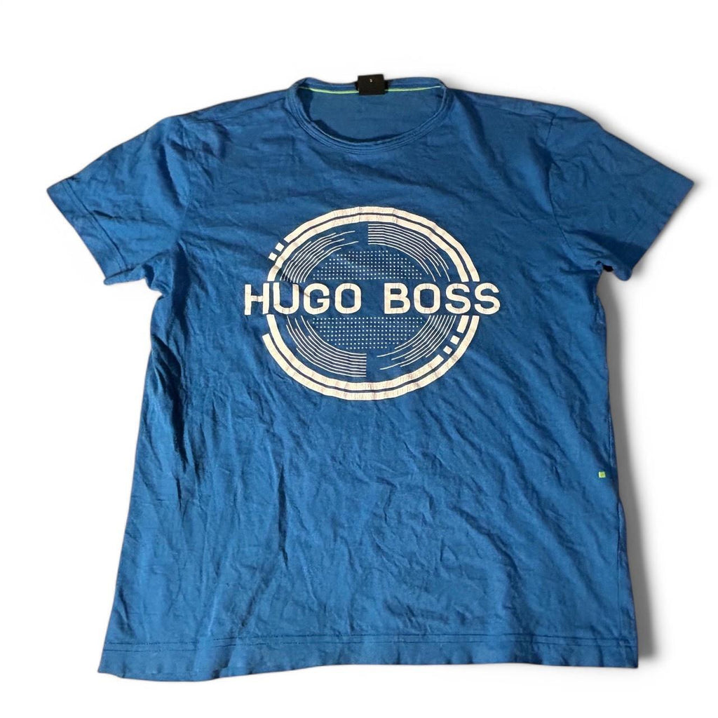 Hugo Boss blue Contrast Circle Logo Print T-shirt in small sku 6905 