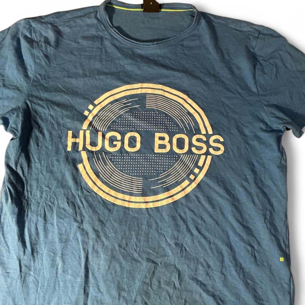 Hugo Boss blue Contrast Circle Logo Print T-shirt in small sku 6905