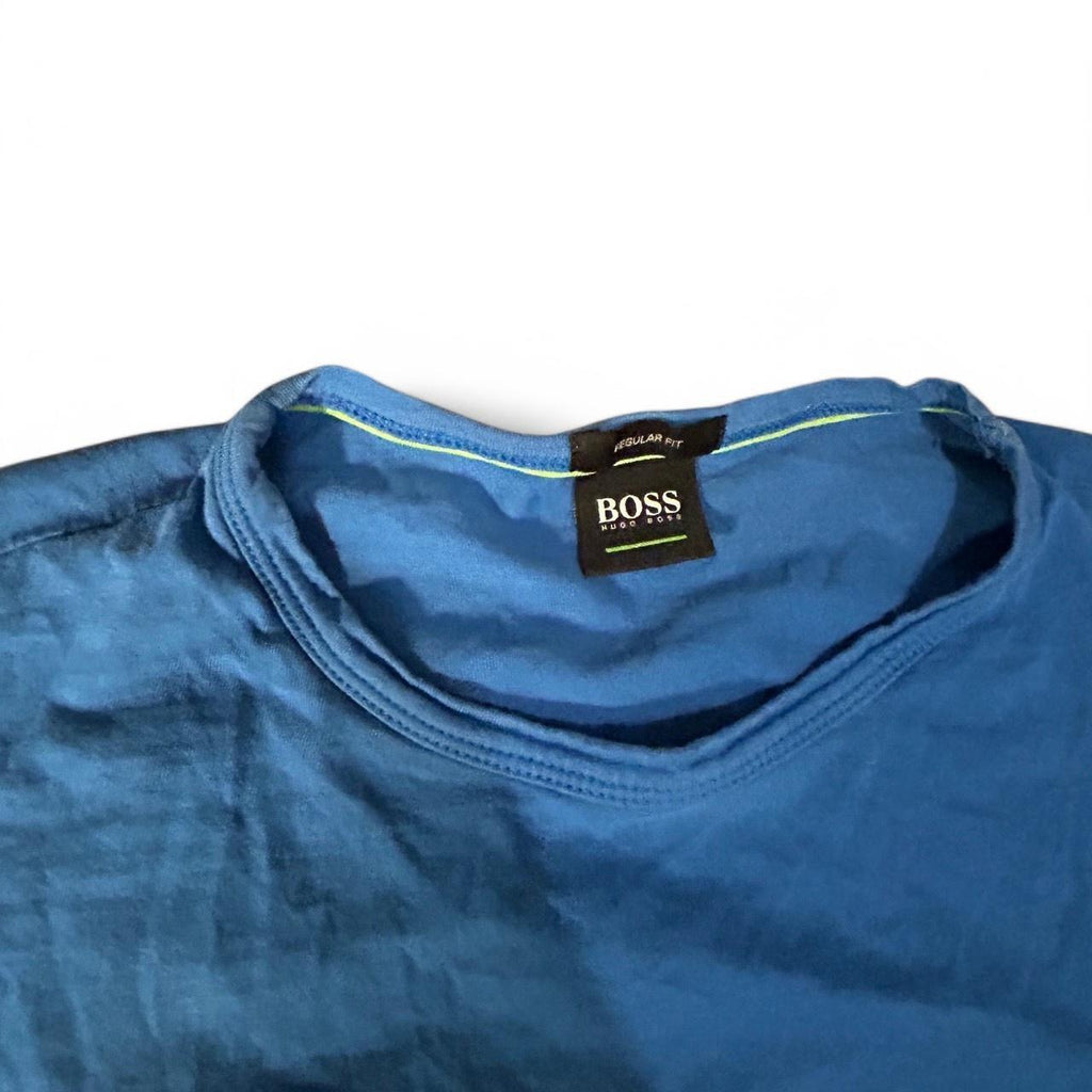 Hugo Boss blue Contrast Circle Logo Print T-shirt in small sku 6905