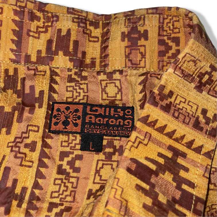 Vintage women Hawaiian orange geometric print in L shirt|L27W19|SKU 5524