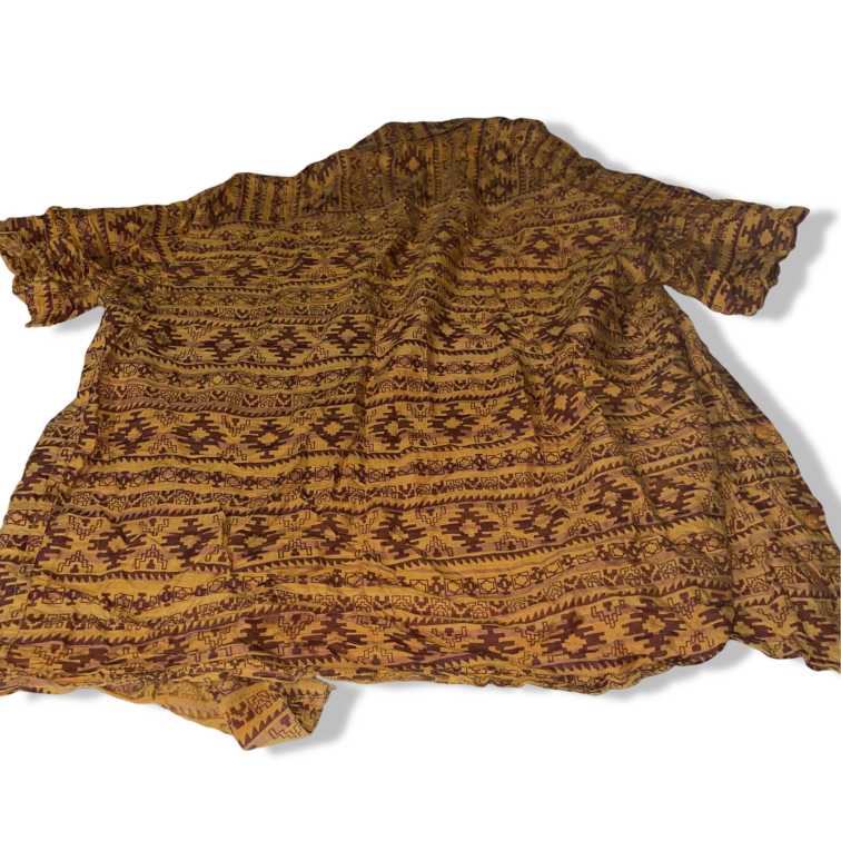 Vintage women Hawaiian orange geometric print in L shirt|L27W19|SKU 5524