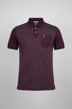 Vintage Penguin polka dot burgundy Polos for Men SLIM fits in M|L27 W18|SKU 5525