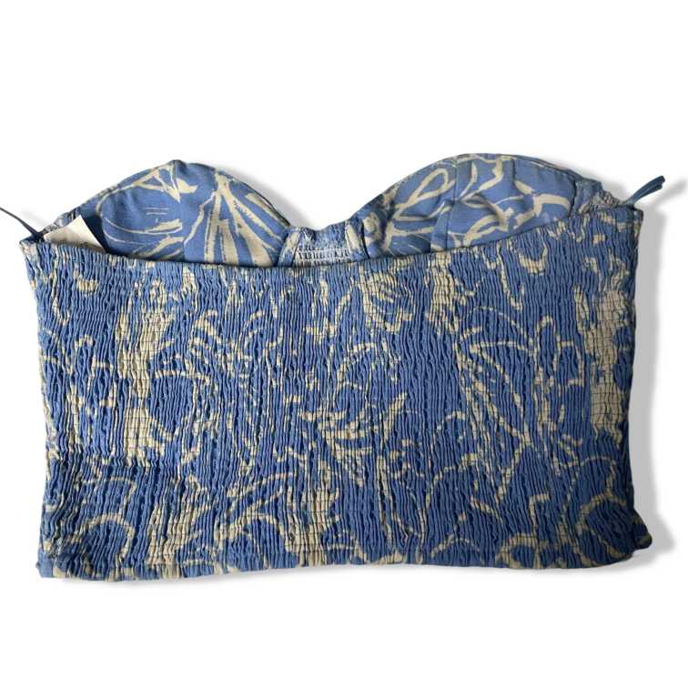 Vintage Zara Women's Blue and White Corset in XS|L11W 8| SKU 5528