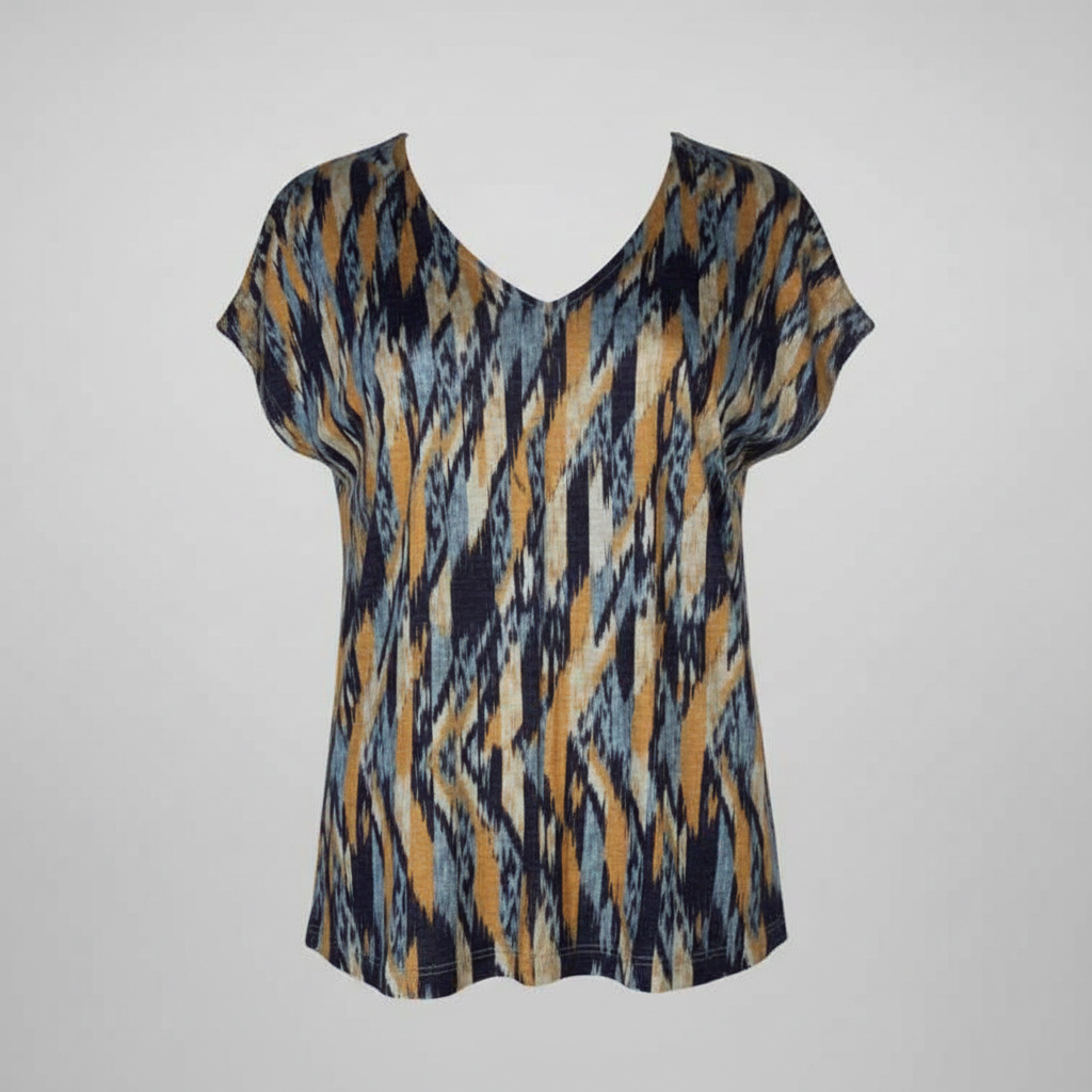 Vintage Jaeger linen Short Sleeve Casual  multi Tops for Women in XS|L25W14|SKU 5529