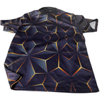 Vintage mens 3D pattern black short sleeve 1/4 zip polo shirt in M|L29 W18|SKU 5531