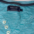 Vintage men Maine New England classic green 1/4 button V-neck tees in L| L27 W23|SKU 5536