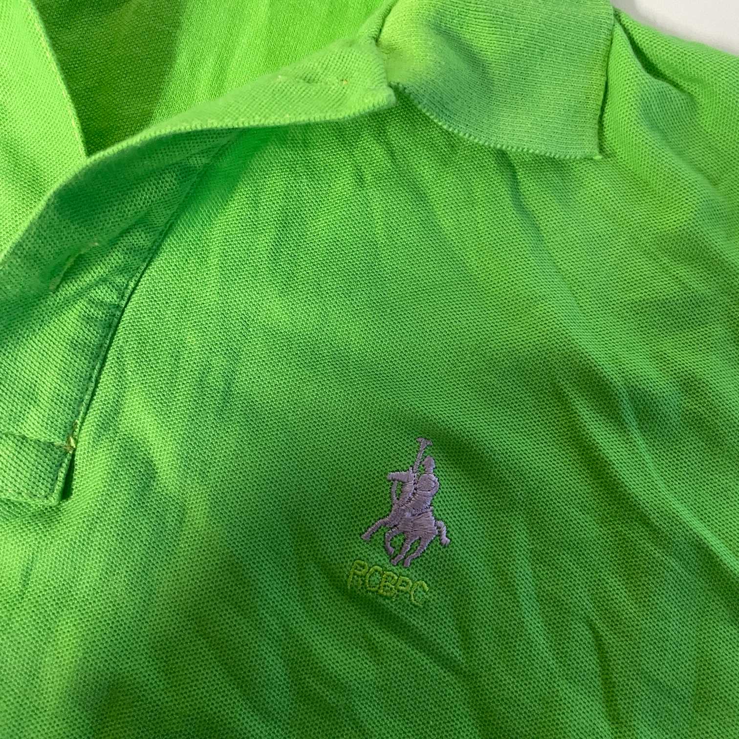 Vintage men RCBC Polo club green short sleeve polo shirt in L|L30 W21|SKU 5537