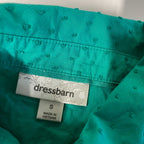 Vintage women Dressbarn pattern green long sleeve shirt in S|L27 W18|SKU 5539