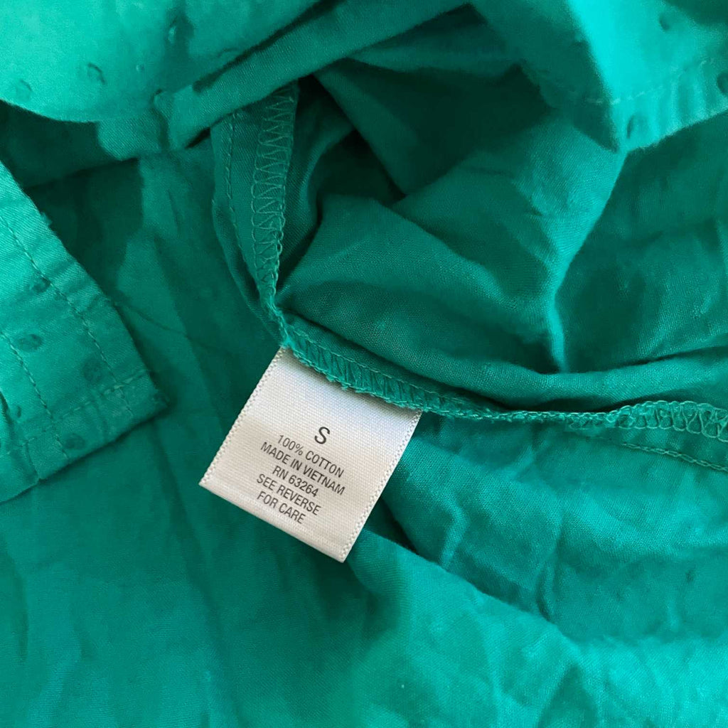 Vintage women Dressbarn pattern green long sleeve shirt in S|L27 W18|SKU 5539