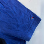 Vintage men Tommy Hilfiger Blue colourblock short sleeve slim fit 90's polo shirt in M|L27 W20|SKU 5543