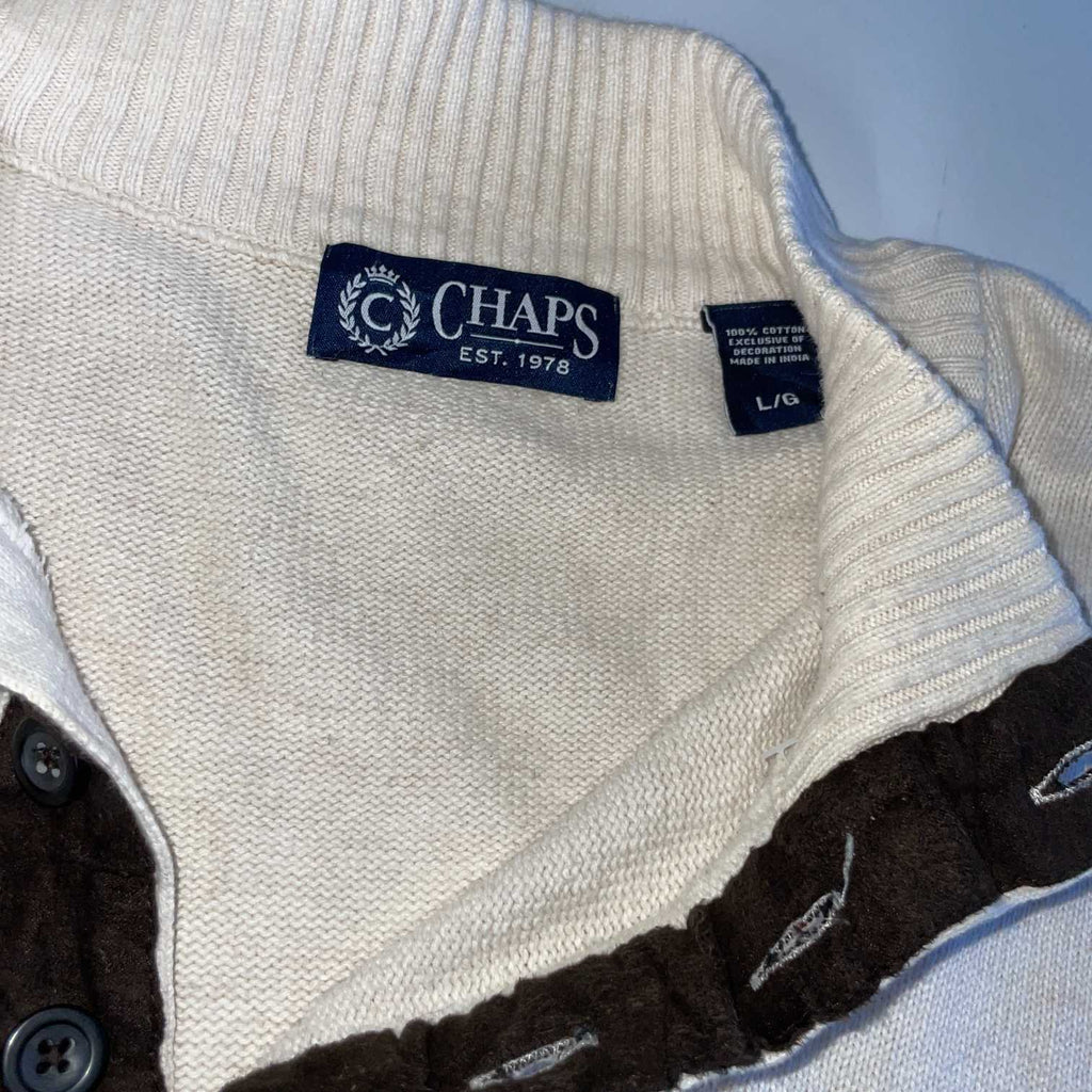 Vintage men Chap Mock neck 1/4 button knitted sweatshirt in L| L30 W23|SKU 5547