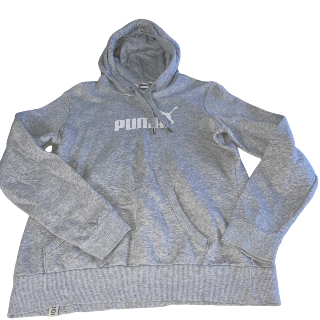 Vintage women grey Puma graphics hoodie in M|L25 W17|SKU 5549