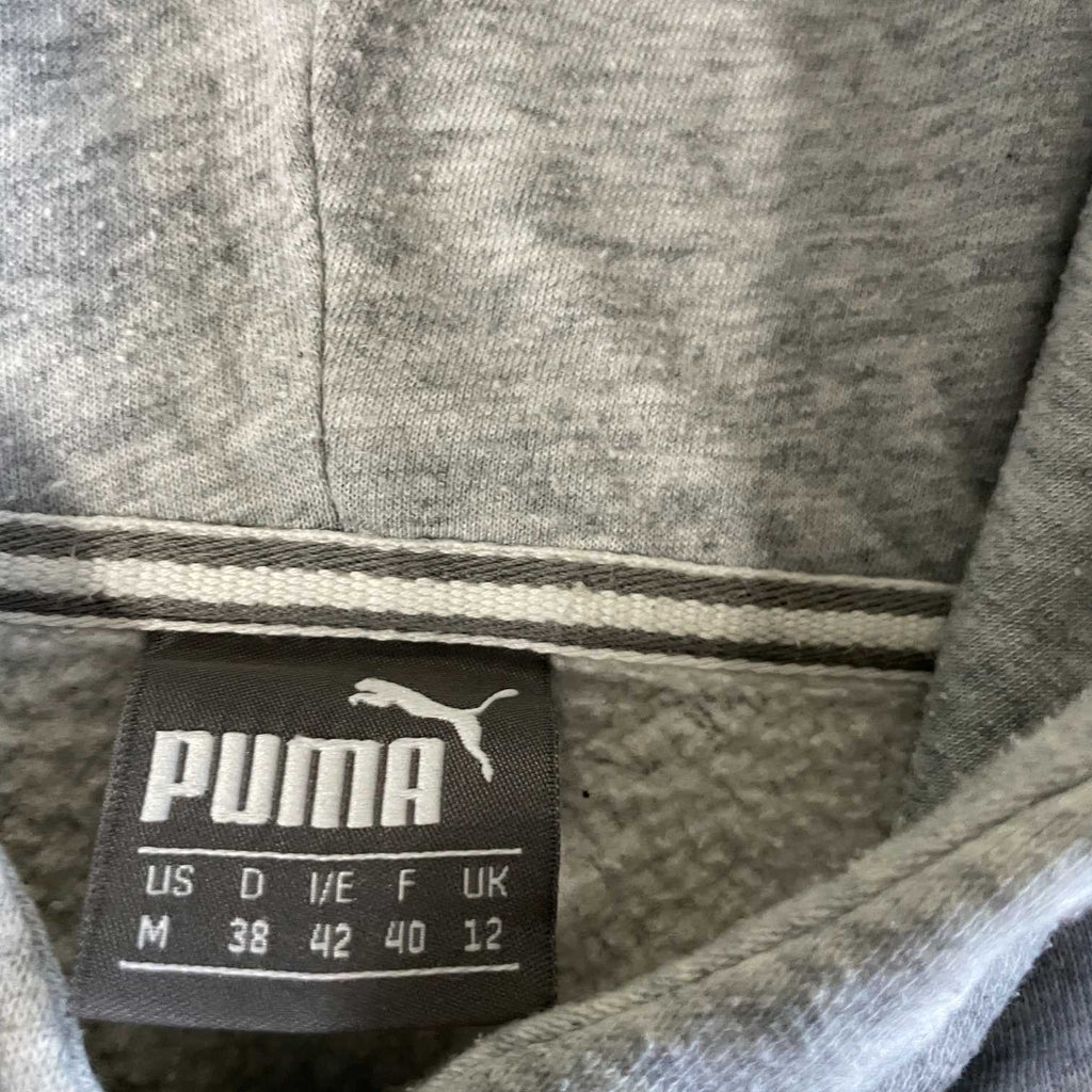 Vintage women grey Puma graphics hoodie in M|L25 W17|SKU 5549