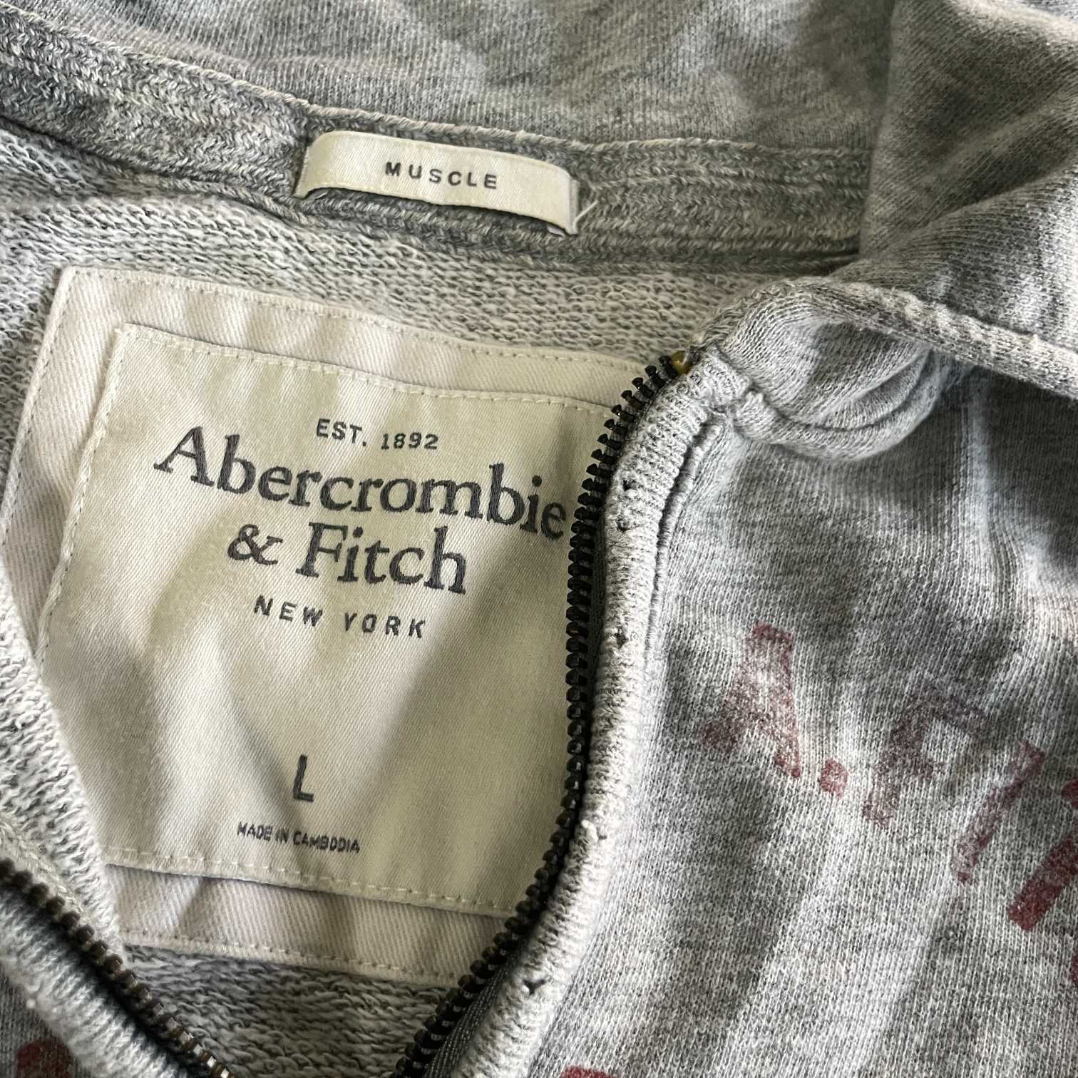 Vintage men Abercrombie & Fitch Muscle New York 1/4 zip high neck sweatshirt in L|L30 W22|SKU 5553
