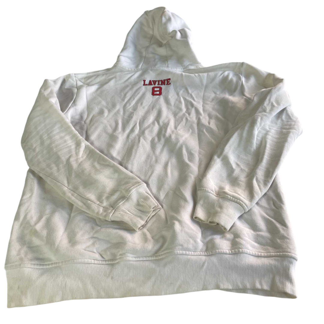 Vintage men NBA Chicago Bulls Lavine 8 white graphics hoodie in XL|L29 W22|SKU 5554