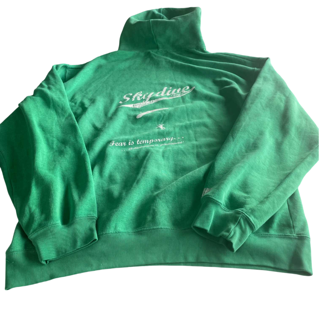 Vintage men Aurora green Skydivers graphics hoodie in L| L27 W20|SKU 5561