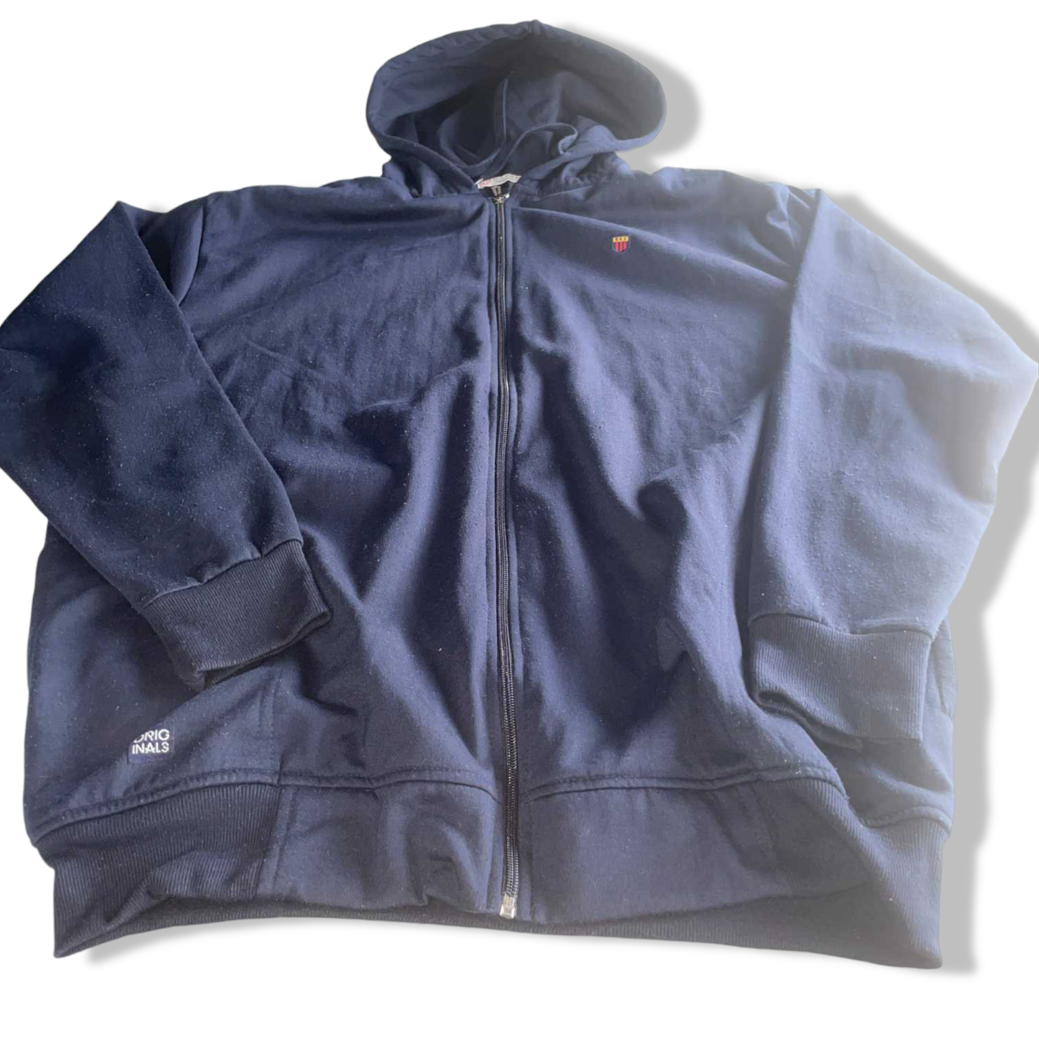 Vintage men U.S brand fashion wear navy blue hoodie in XL|L29 W23|SKU 5562