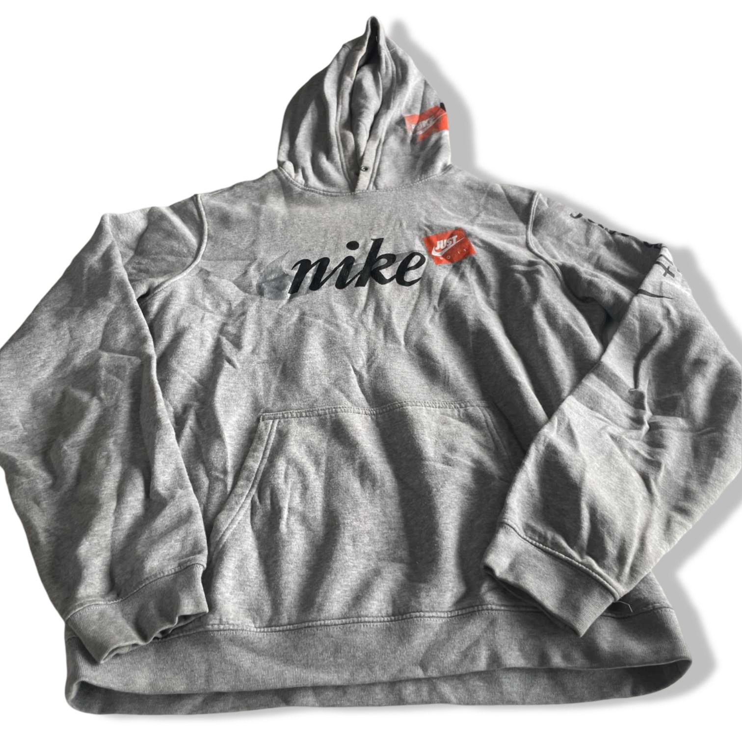 Vintage men Nike just do it grey hoodie slim fit in S|L26 W21|SKU 5571