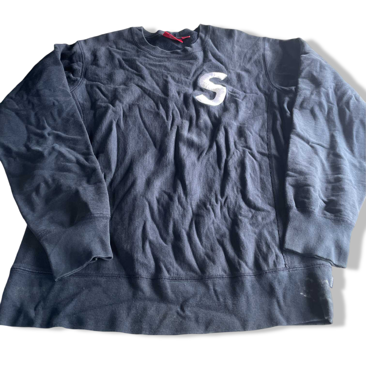 Vintage men Supreme 100% cotton navy crew neck sweatshirt in L| L29 W23|SKU 5573