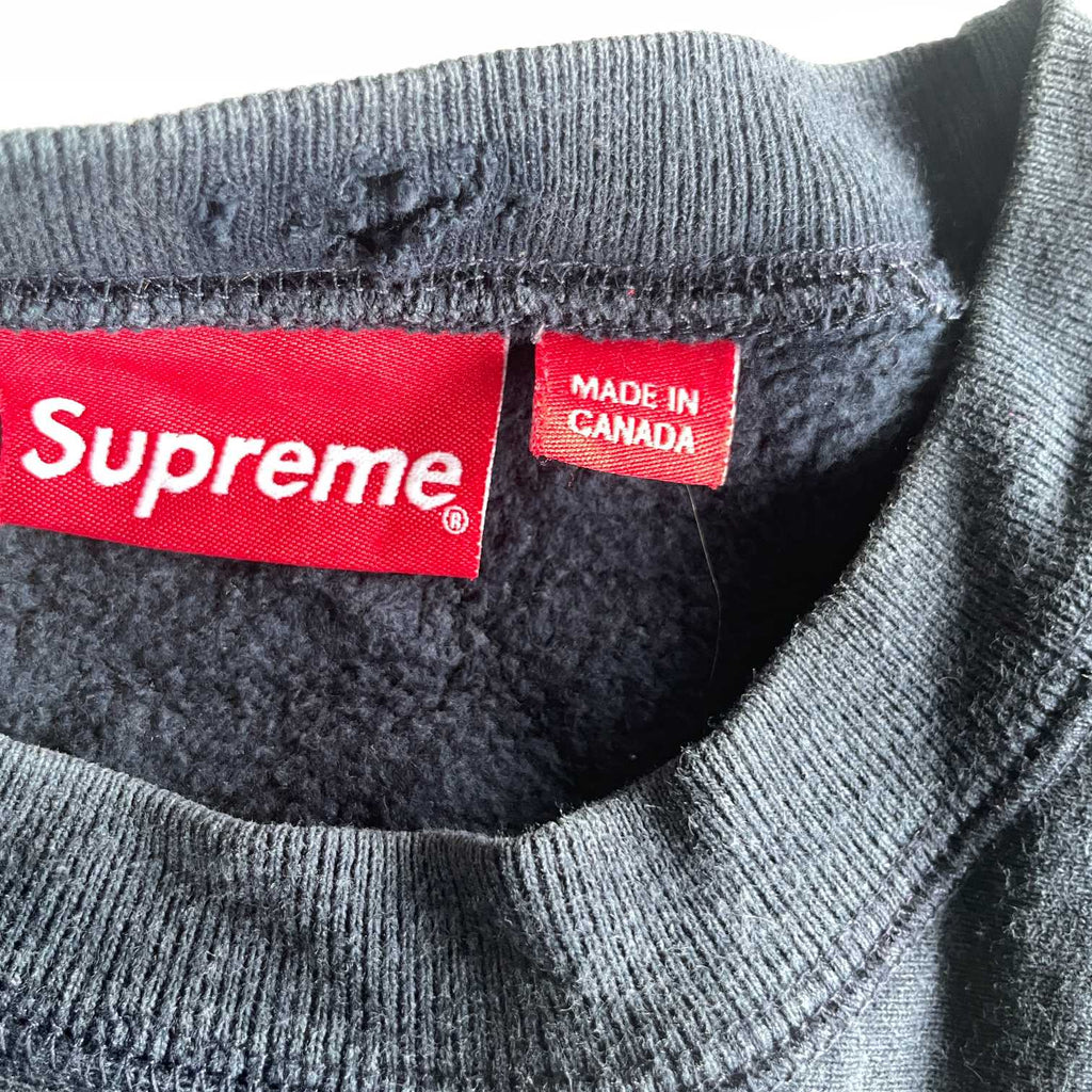 Vintage men Supreme 100% cotton navy crew neck sweatshirt in L| L29 W23|SKU 5573